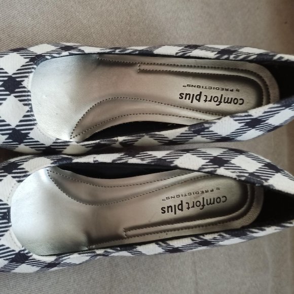 Sz 5.5 Comfort Plus by Predictions Plaid Heels - Picture 1 of 4